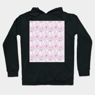 Pink Grey Paisley pattern Hoodie